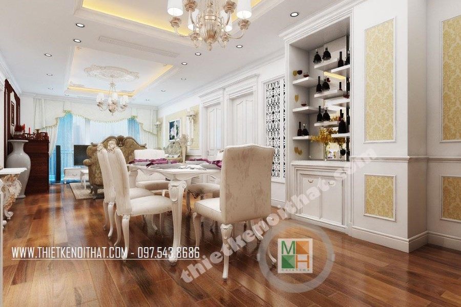 Thiết kế nội thất khu vực ăn uống chung cư Tân Cổ Điển Ngọc Khánh